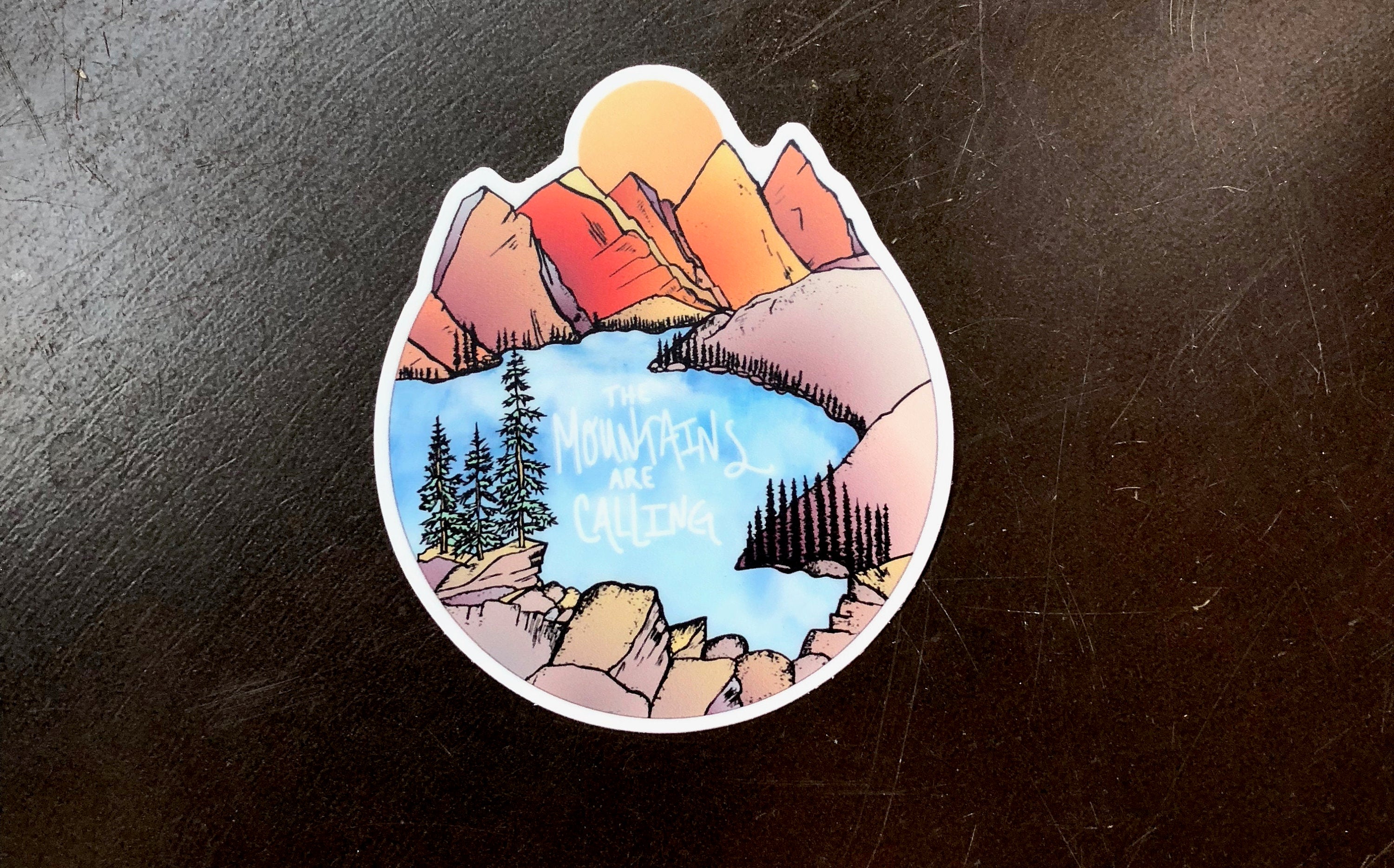The Mountains are Calling Sticker-Vinyl Sticker-Roam Wild Designs