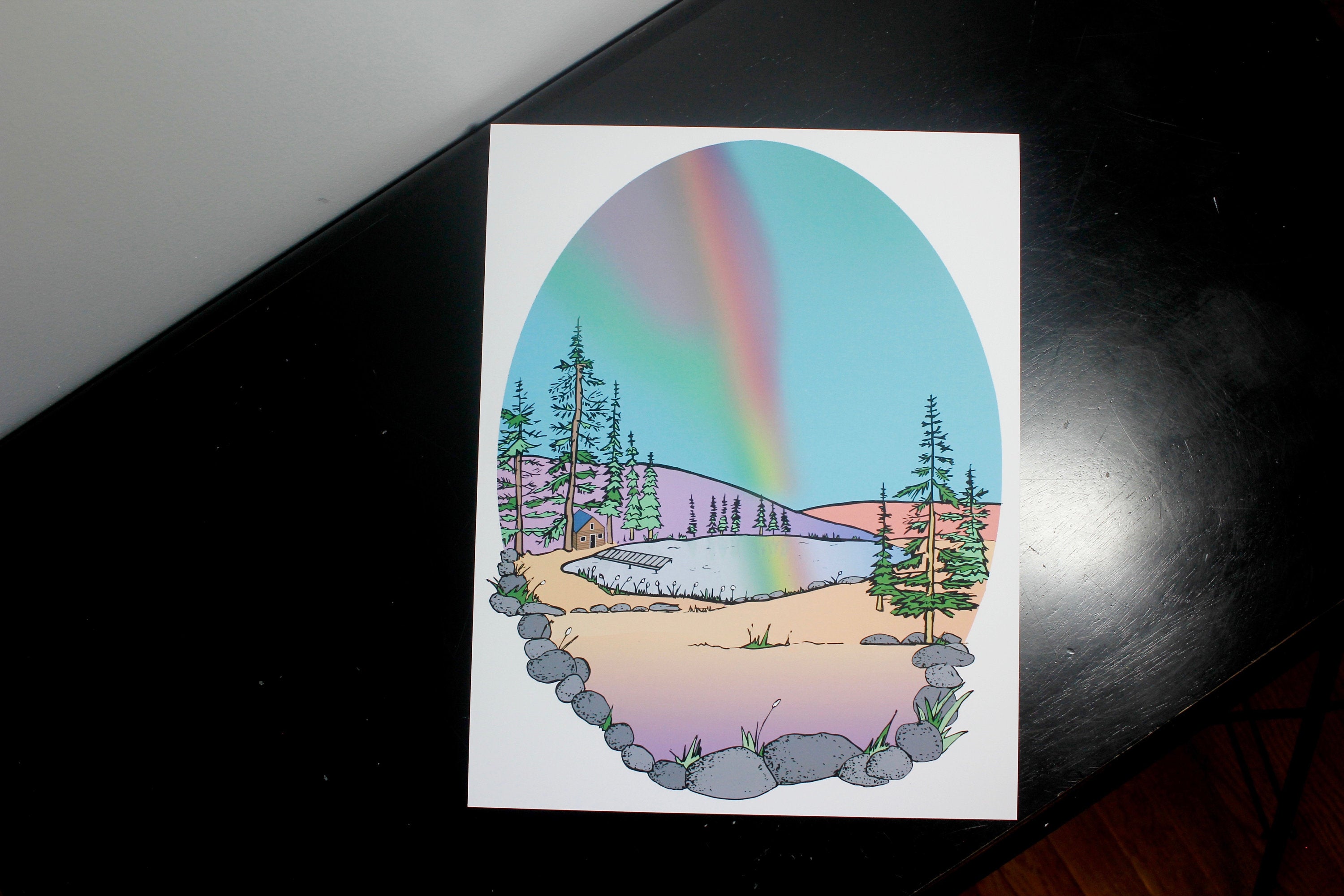 Rainbow Cabin Art Print-Print-Roam Wild Designs