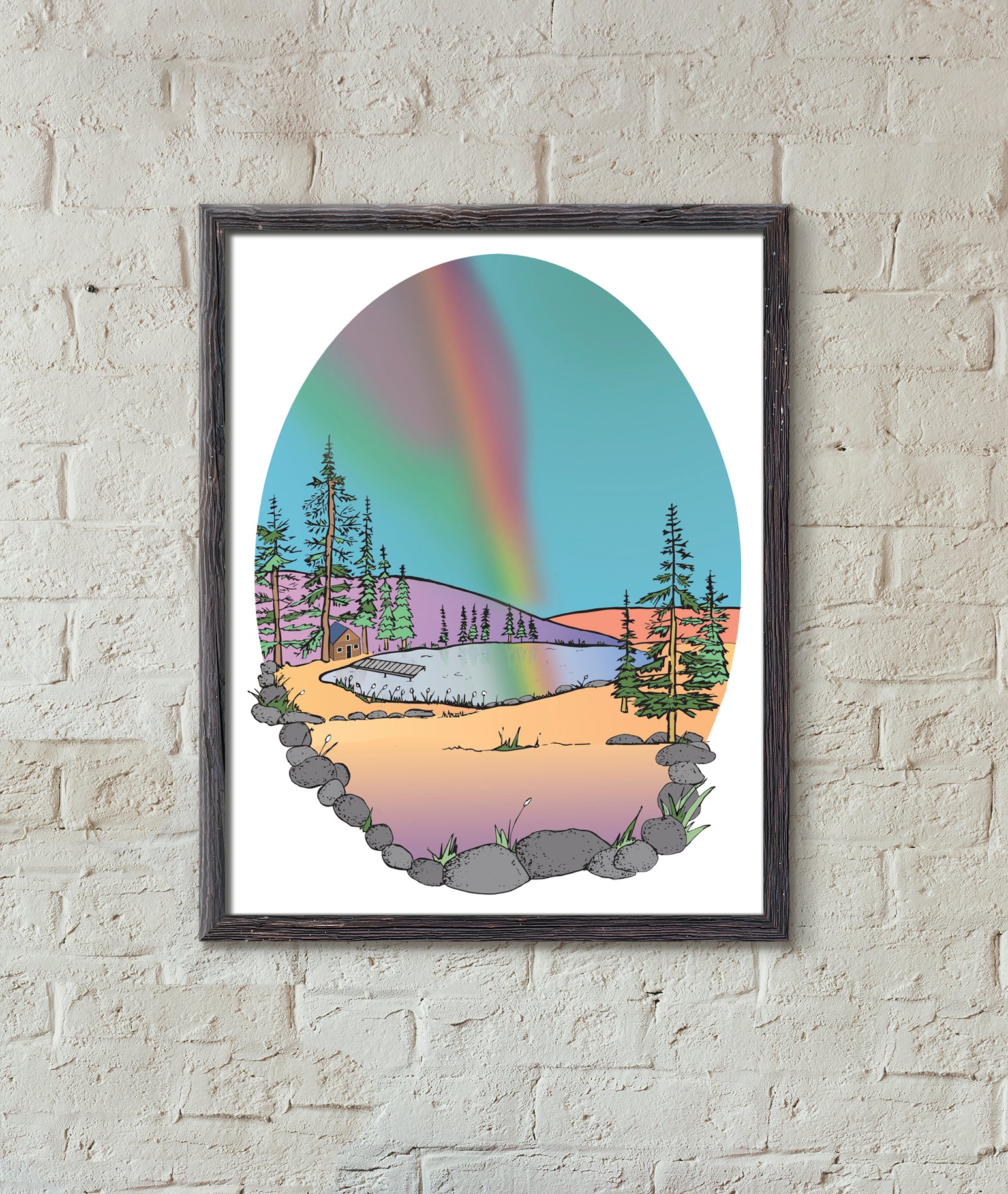 Rainbow Cabin Art Print-Print-Roam Wild Designs
