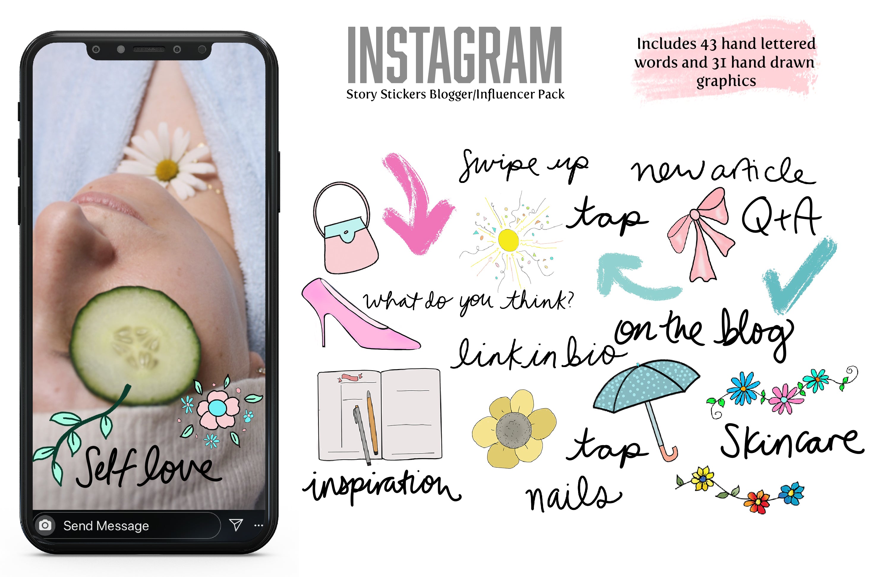 Digital Stickers: Blogger/Influencer Pack for Instagram Stories and Goodnotes-Roam Wild Designs