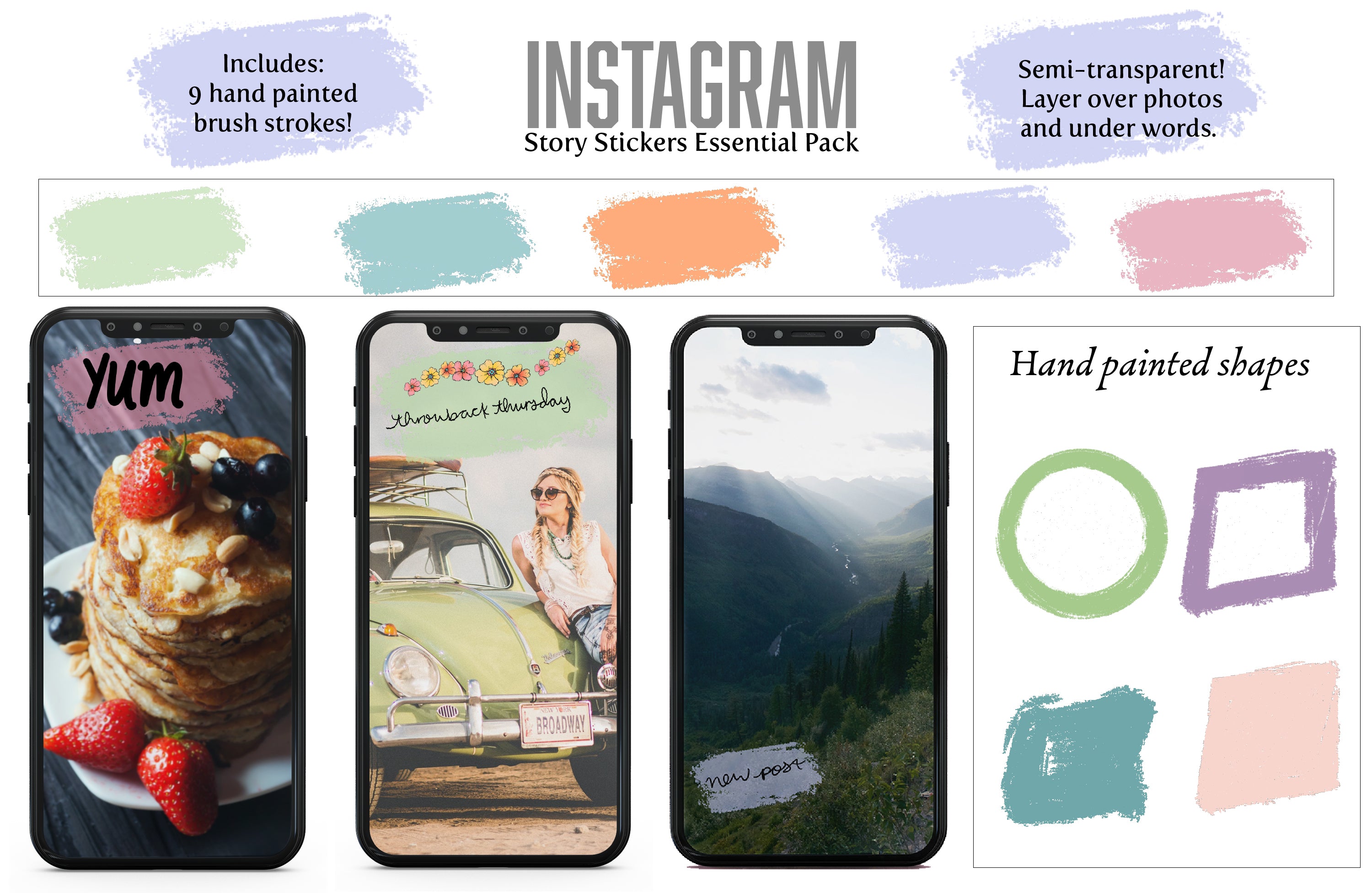 Instagram Digital Story Stickers: Essentials Pack - Hand Illustrated Graphics for your IG stories-Roam Wild Designs