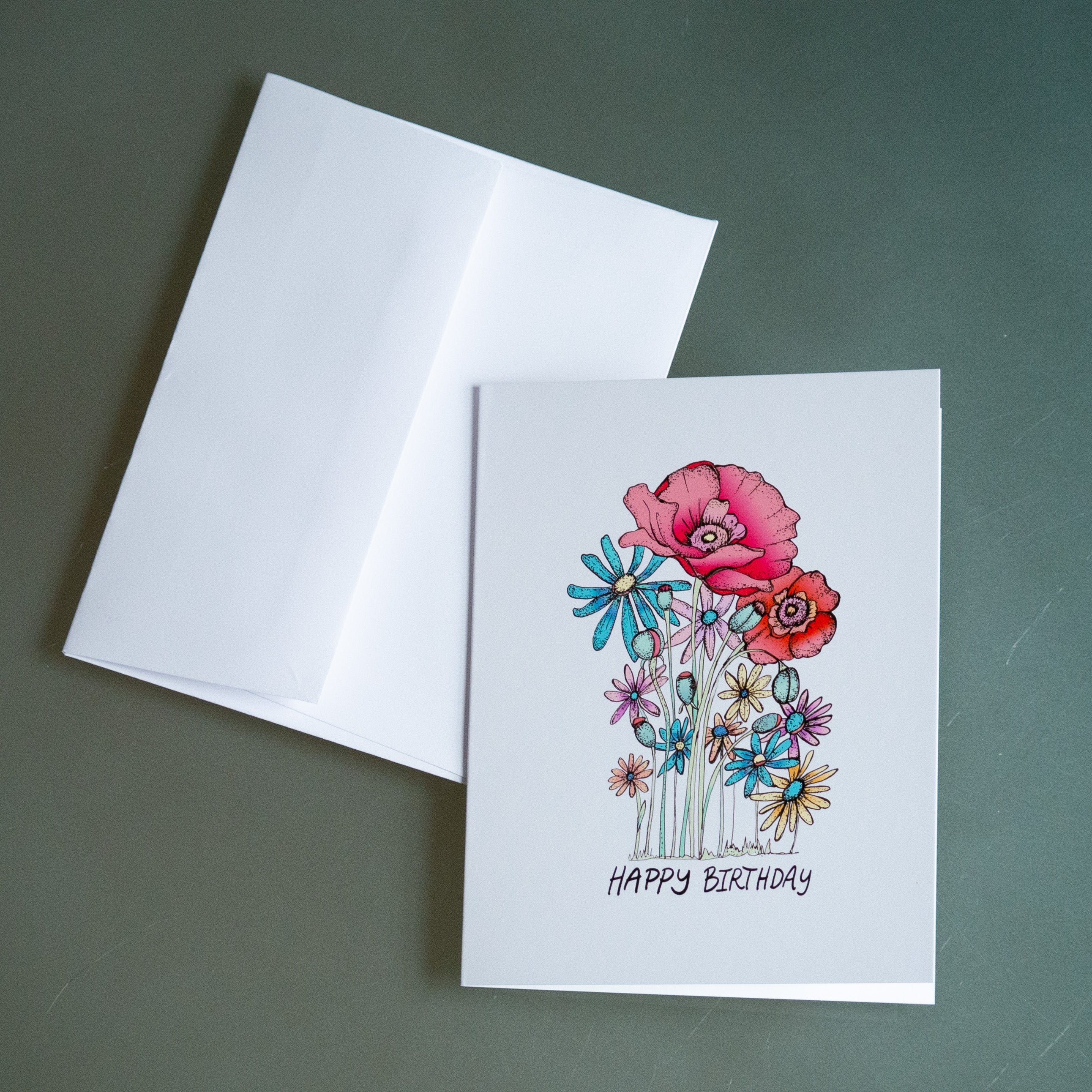 Happy Birthday Flowers Greeting Card-Card-Roam Wild Designs
