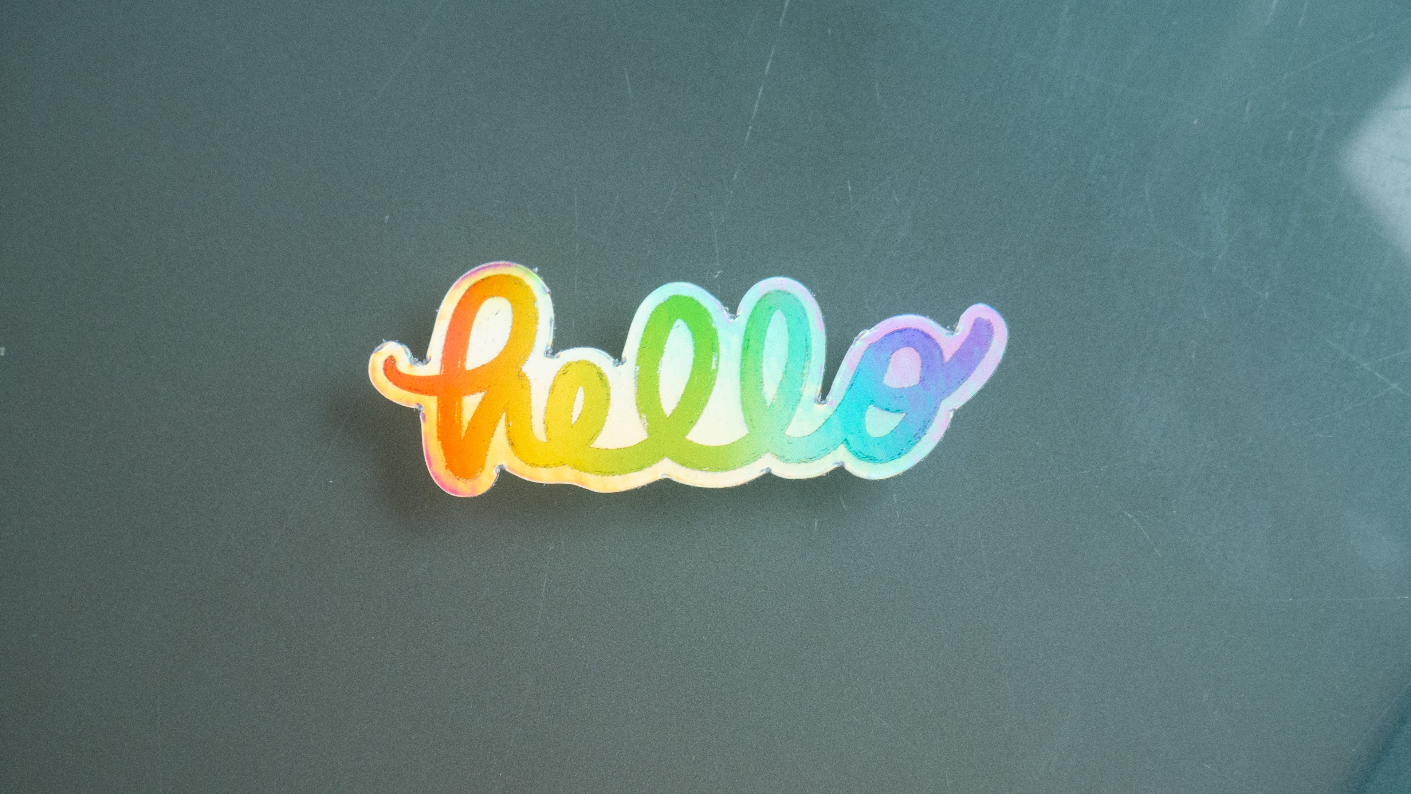Hello Holographic Sticker-Vinyl Sticker-Roam Wild Designs