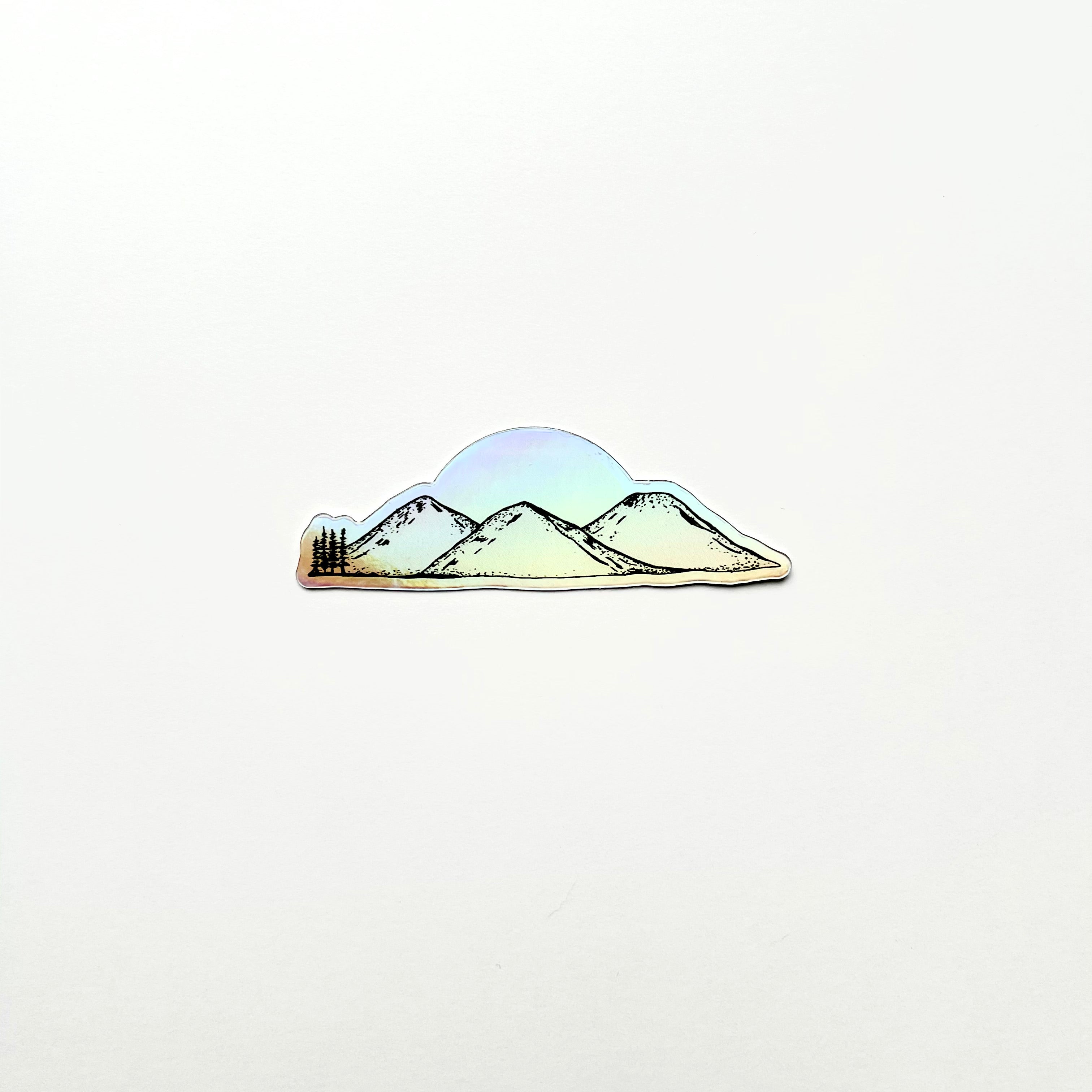 3 Mountains Holographic Sticker-Vinyl Sticker-Roam Wild Designs