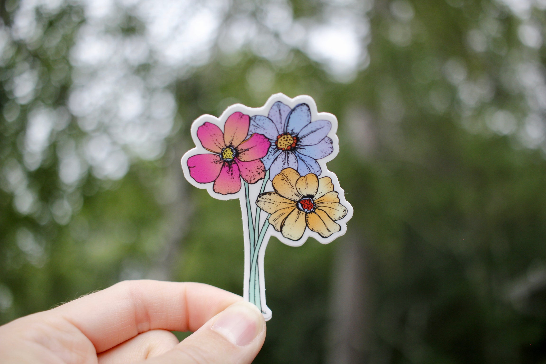 Daisy flower with stem vinyl sticker - Vinyl Mayhem