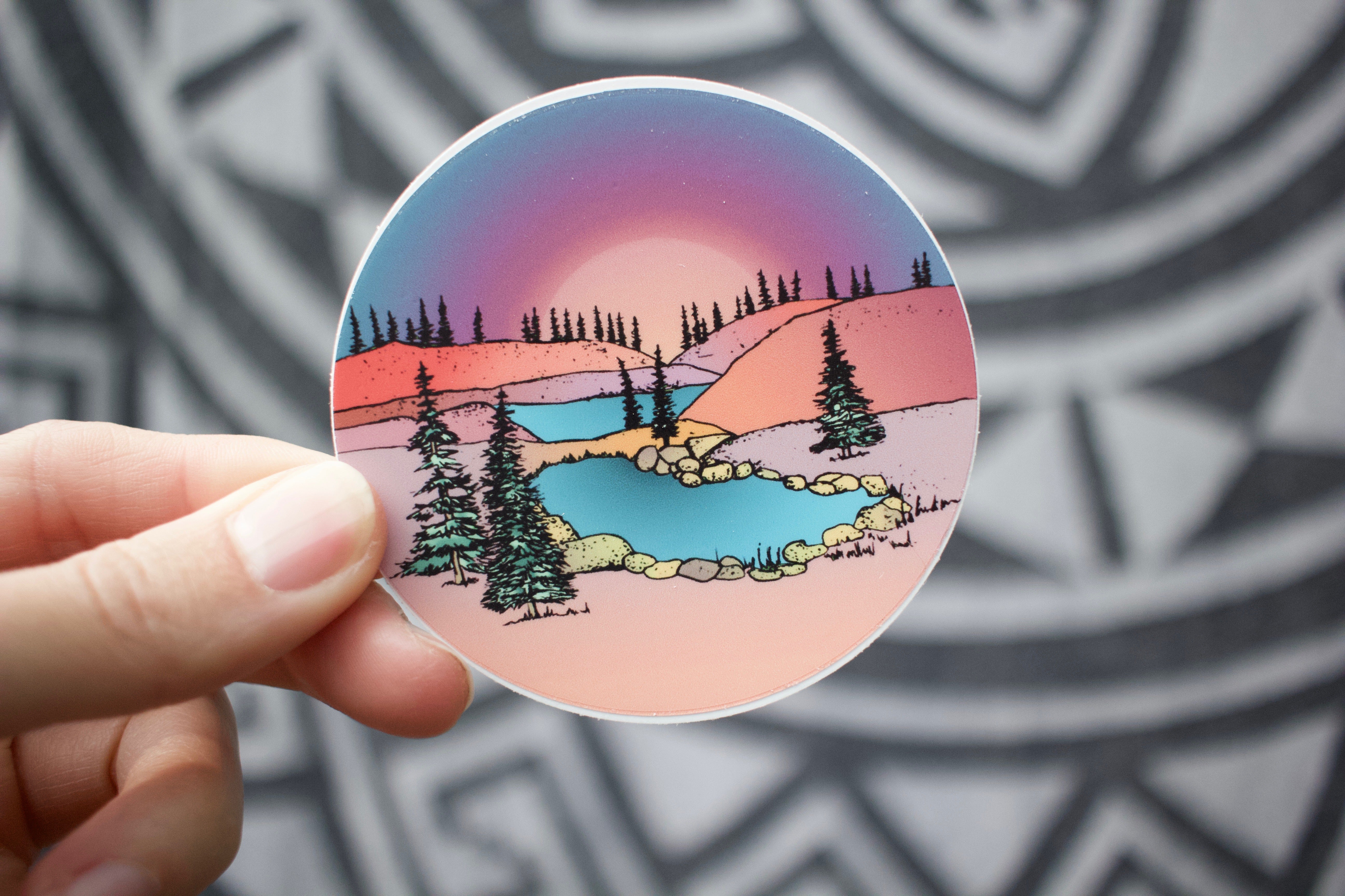 Pink Sunset Hills Sticker-Vinyl Sticker-Roam Wild Designs