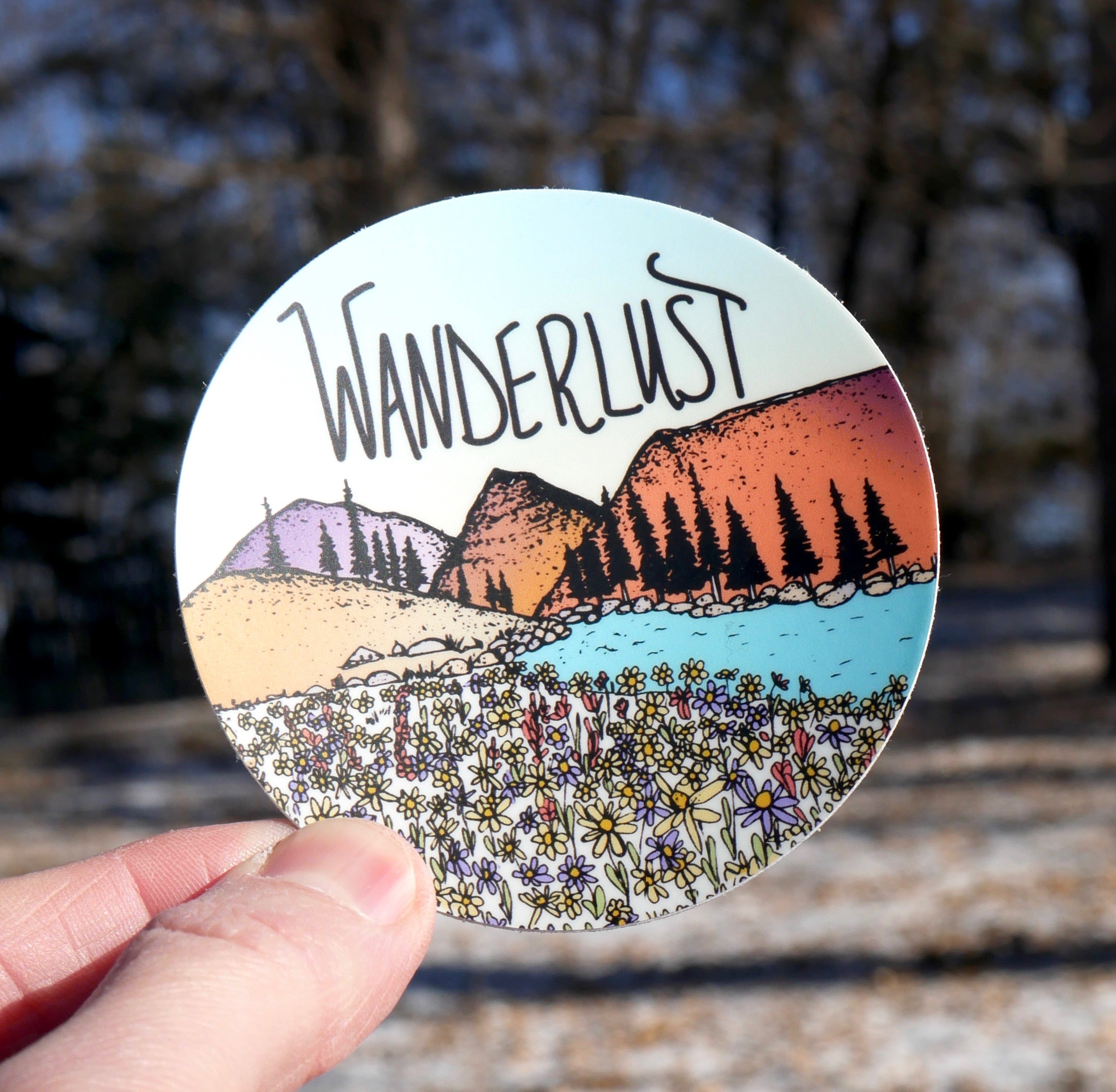 Mountains & Wanderlust Sticker-Vinyl Sticker-Roam Wild Designs