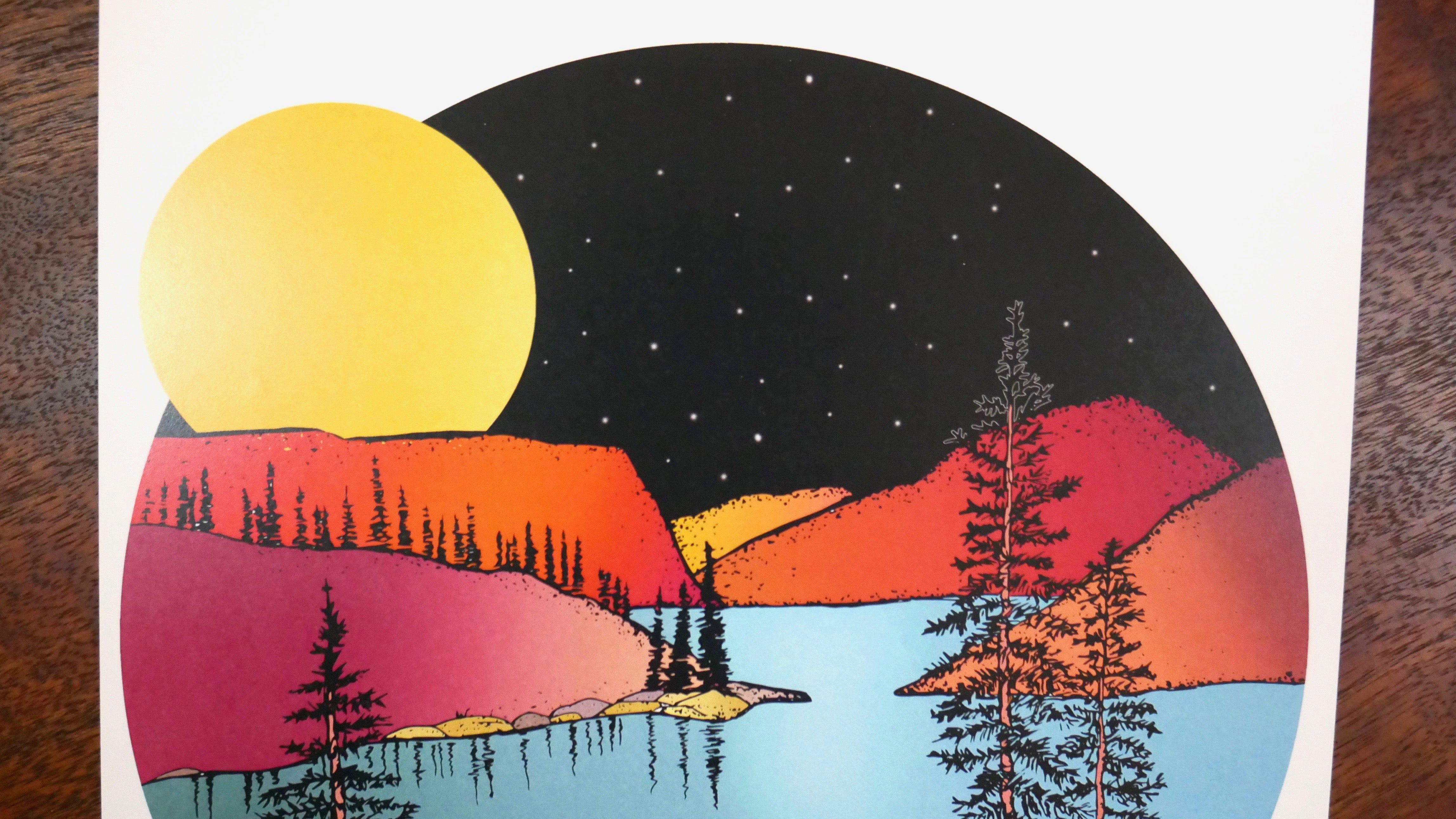 Full Moon Over the Mountains Illustrated Print-Print-Roam Wild Designs