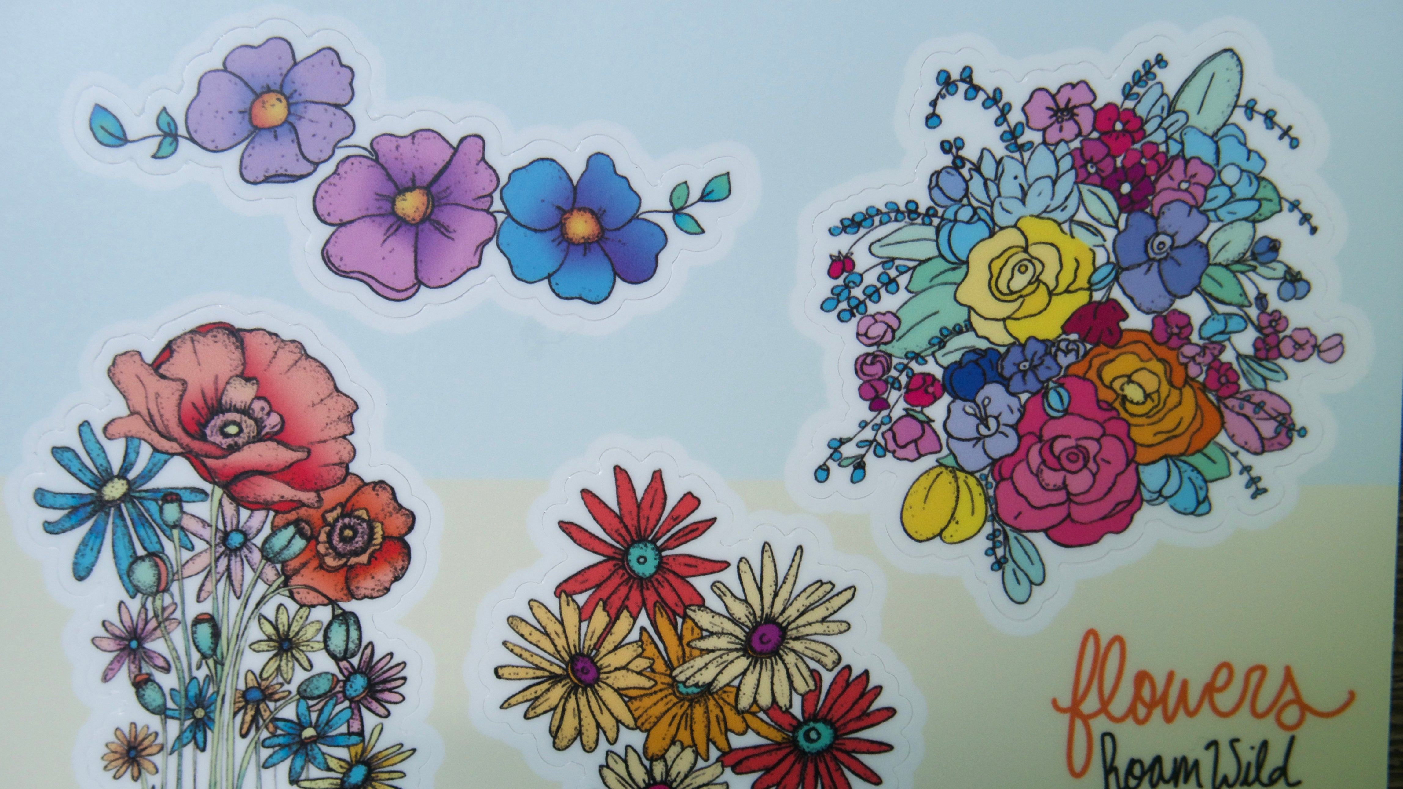 Flowers Blooming Vinyl Sticker Sheet-Vinyl Sticker-Roam Wild Designs