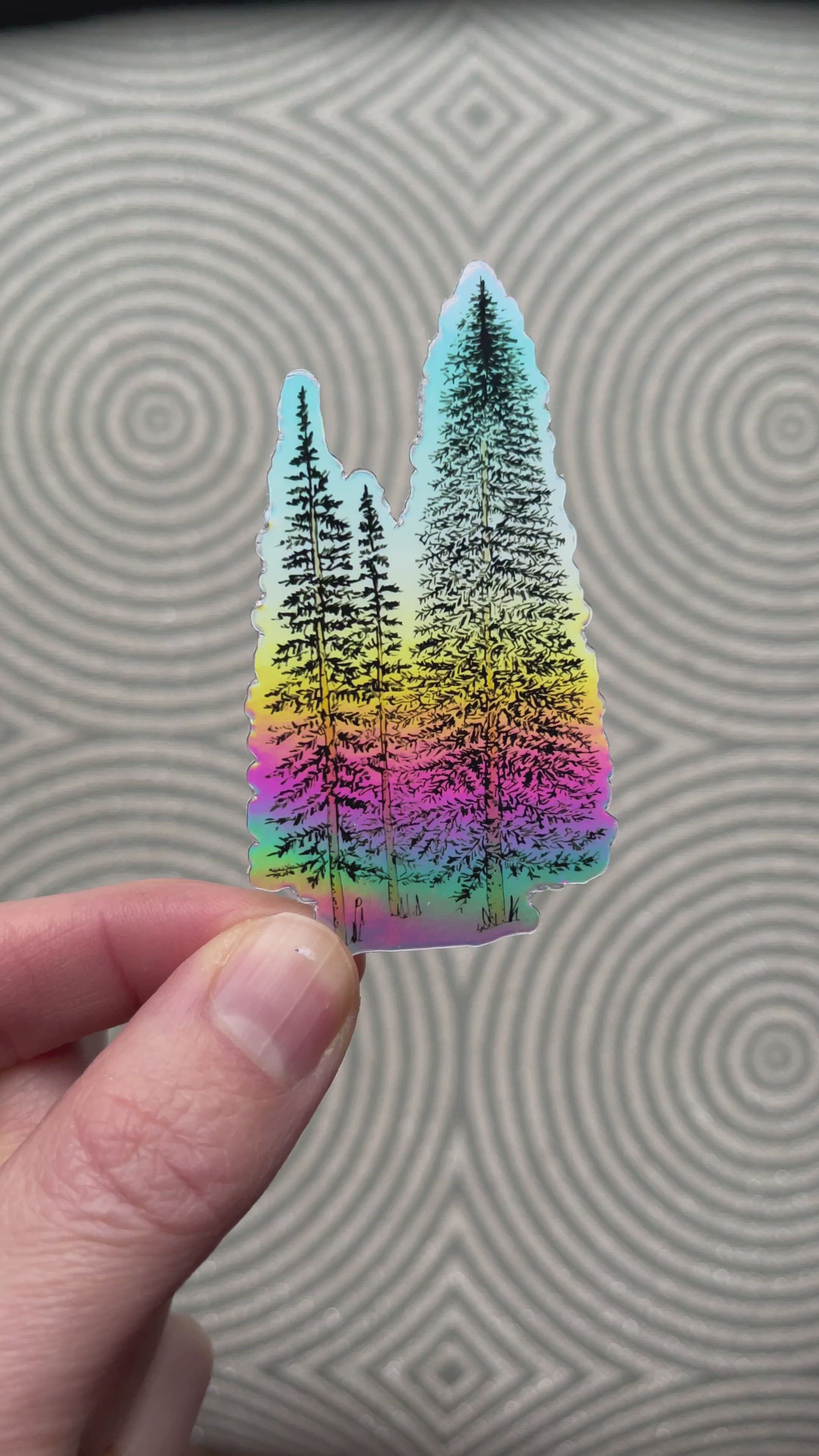 Three Pines Holographic Sticker