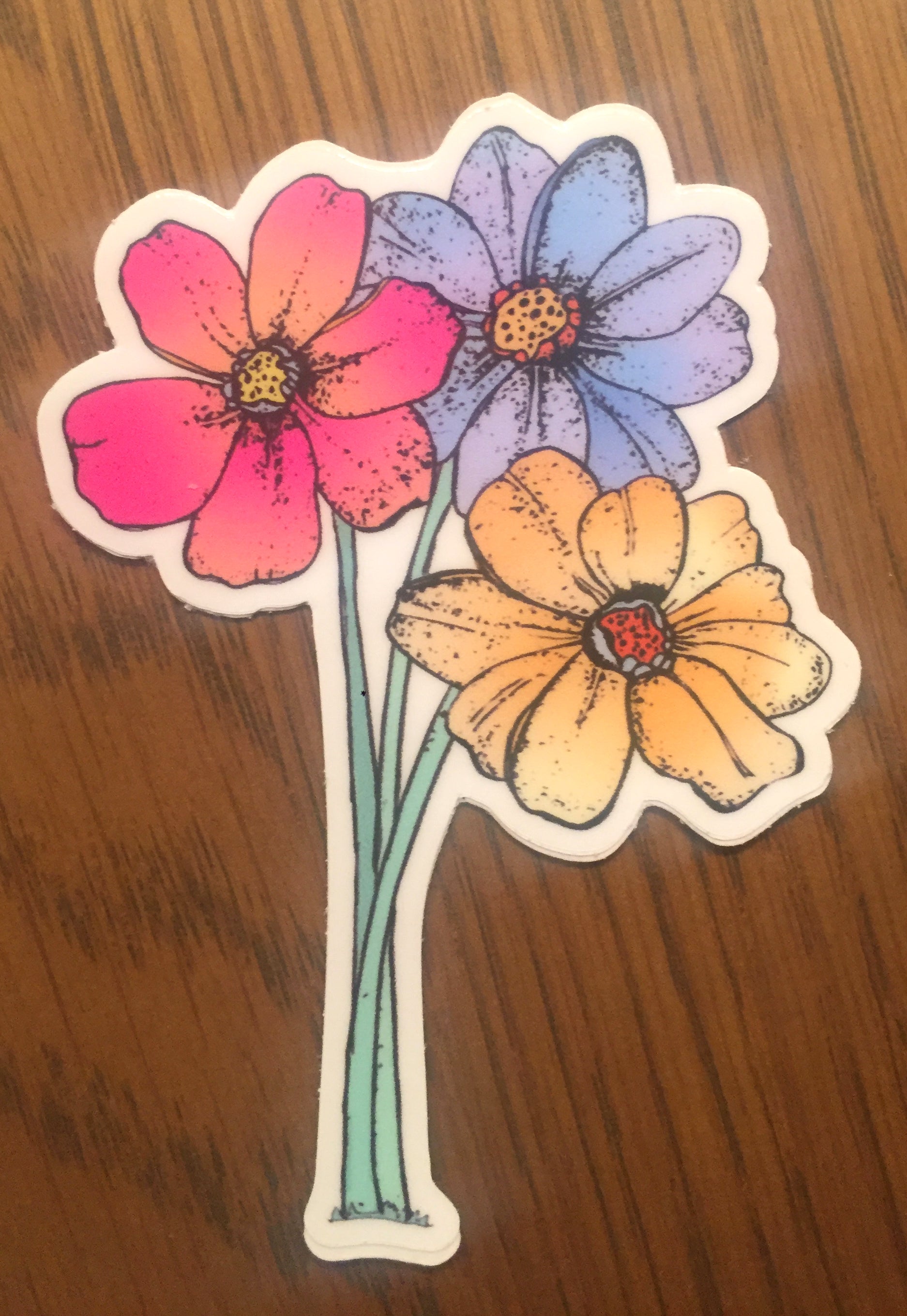 Neon Daisy Flower Sticker-Vinyl Sticker-Roam Wild Designs