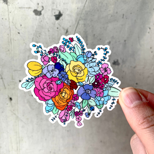 Pretty Flower Bunch Sticker-Vinyl Sticker-Roam Wild Designs