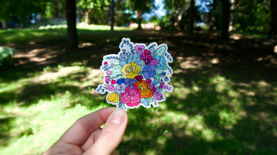 Pretty Flower Bunch Sticker-Vinyl Sticker-Roam Wild Designs