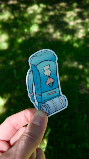 Camping Backpack Vinyl Sticker