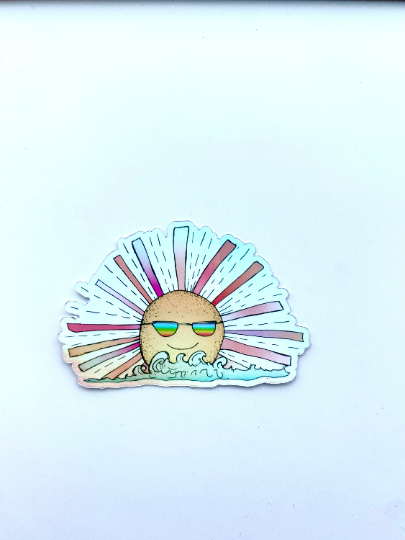 Holographic Sun Sticker-Vinyl Sticker-Roam Wild Designs