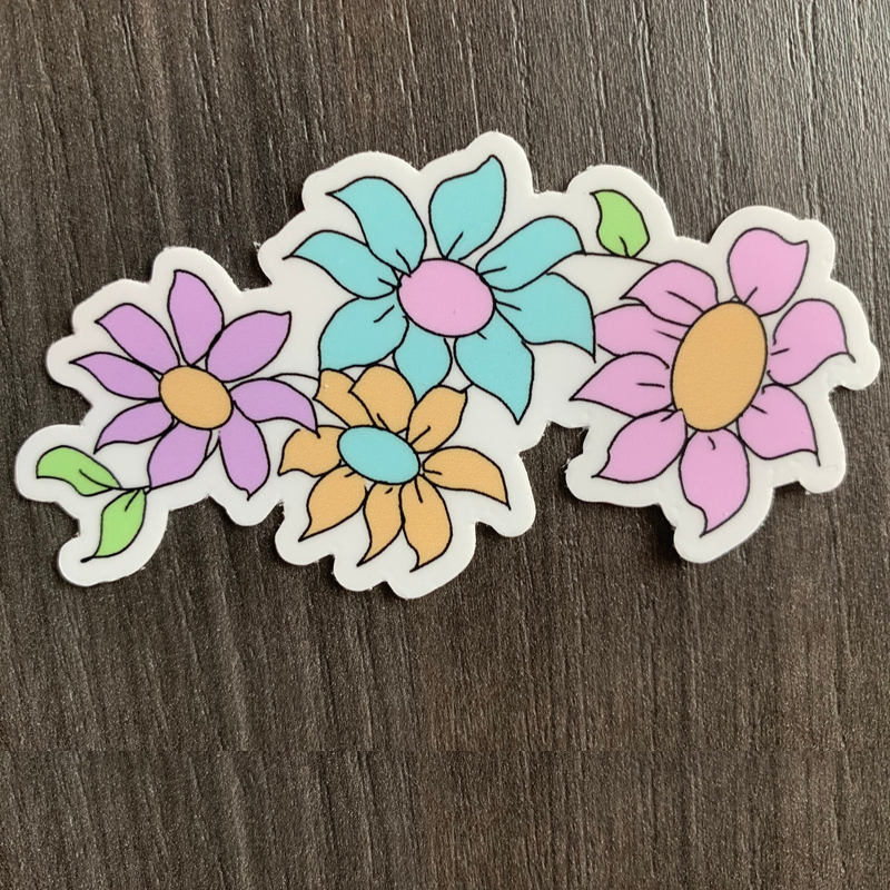 Pretty Pastel Flowers Sticker-Vinyl Sticker-Roam Wild Designs