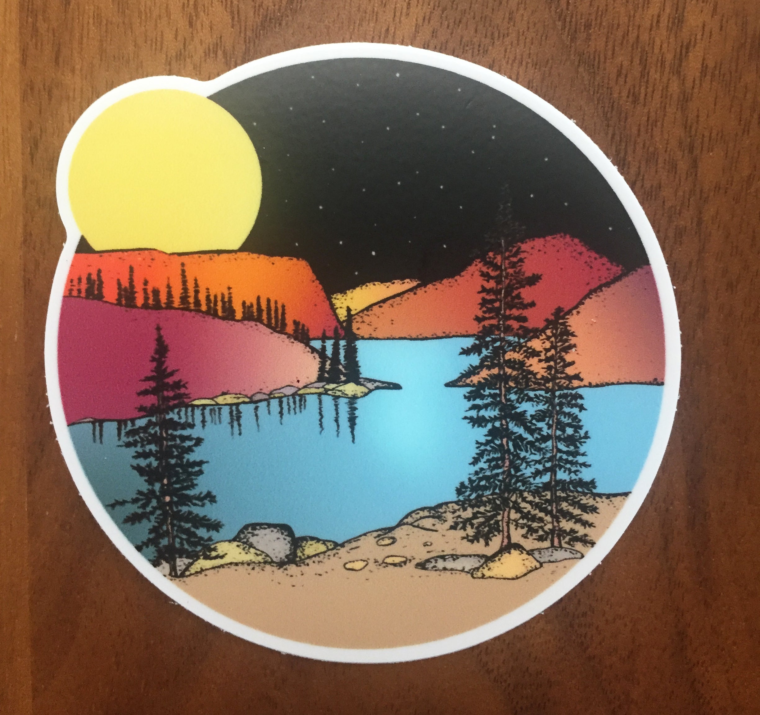 Full Moon Over the Mountains-Vinyl Sticker-Roam Wild Designs