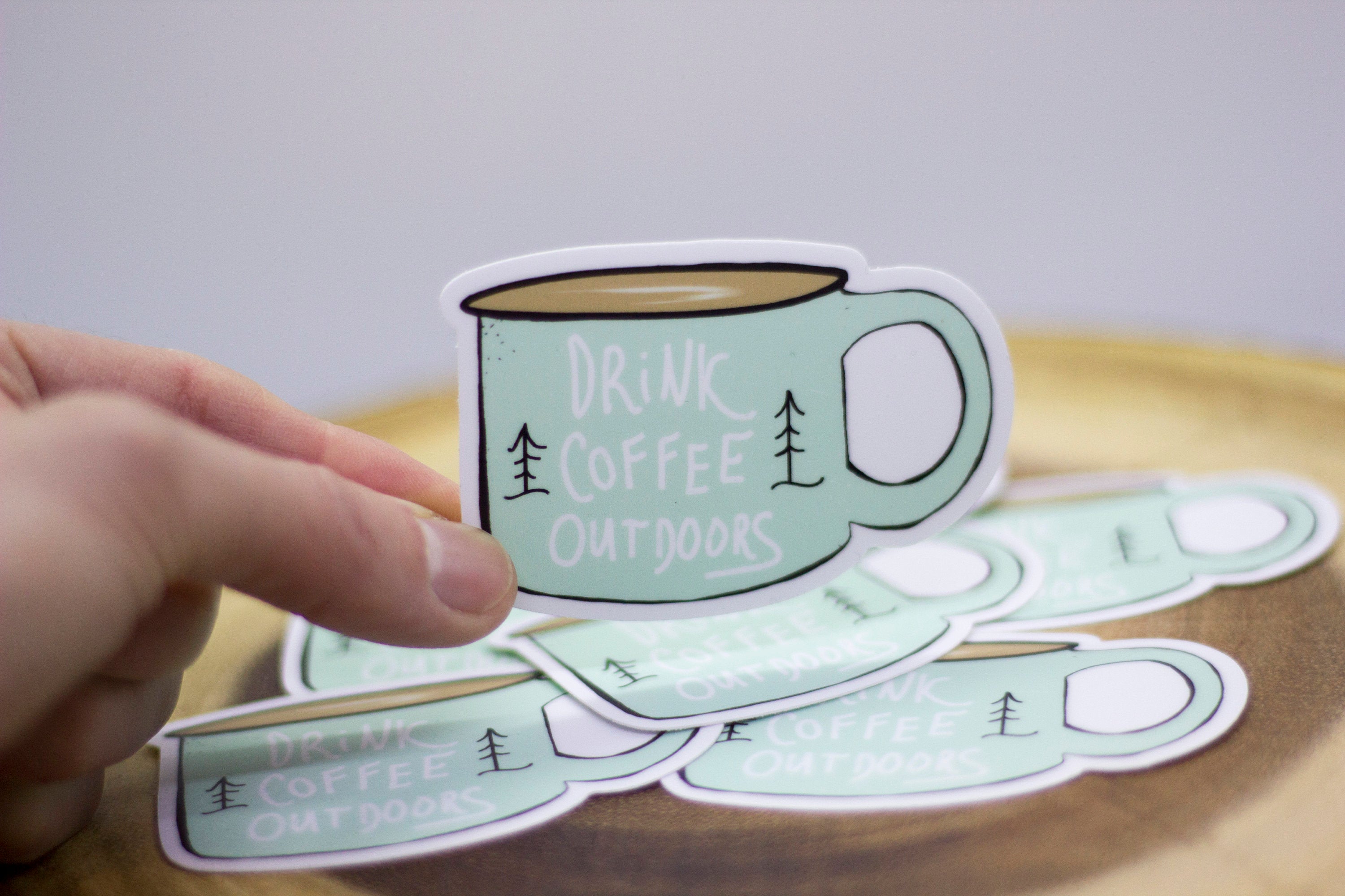 Drink Coffee Outdoors Sticker-Vinyl Sticker-Roam Wild Designs