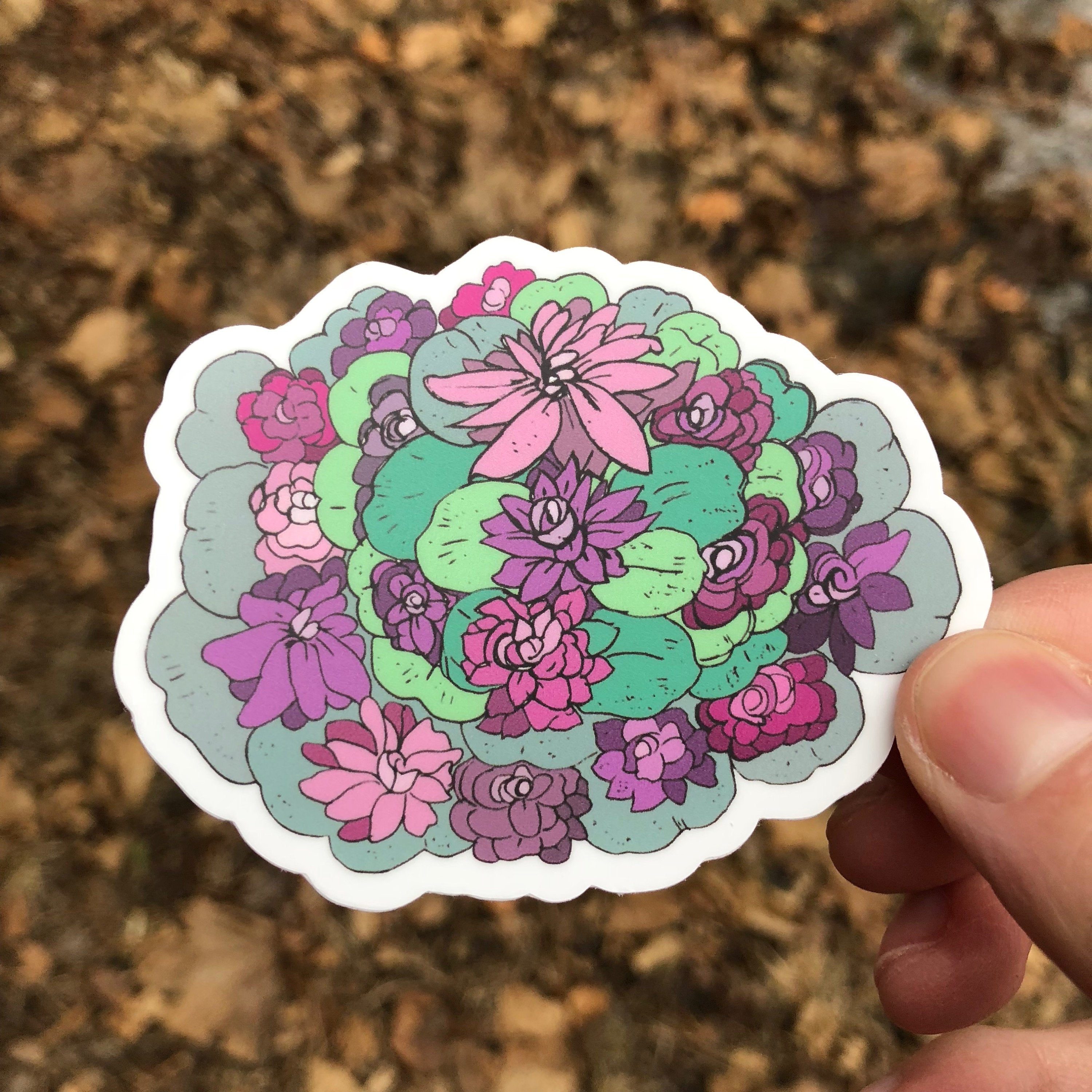 Water Lily Flowers Sticker-Vinyl Sticker-Roam Wild Designs