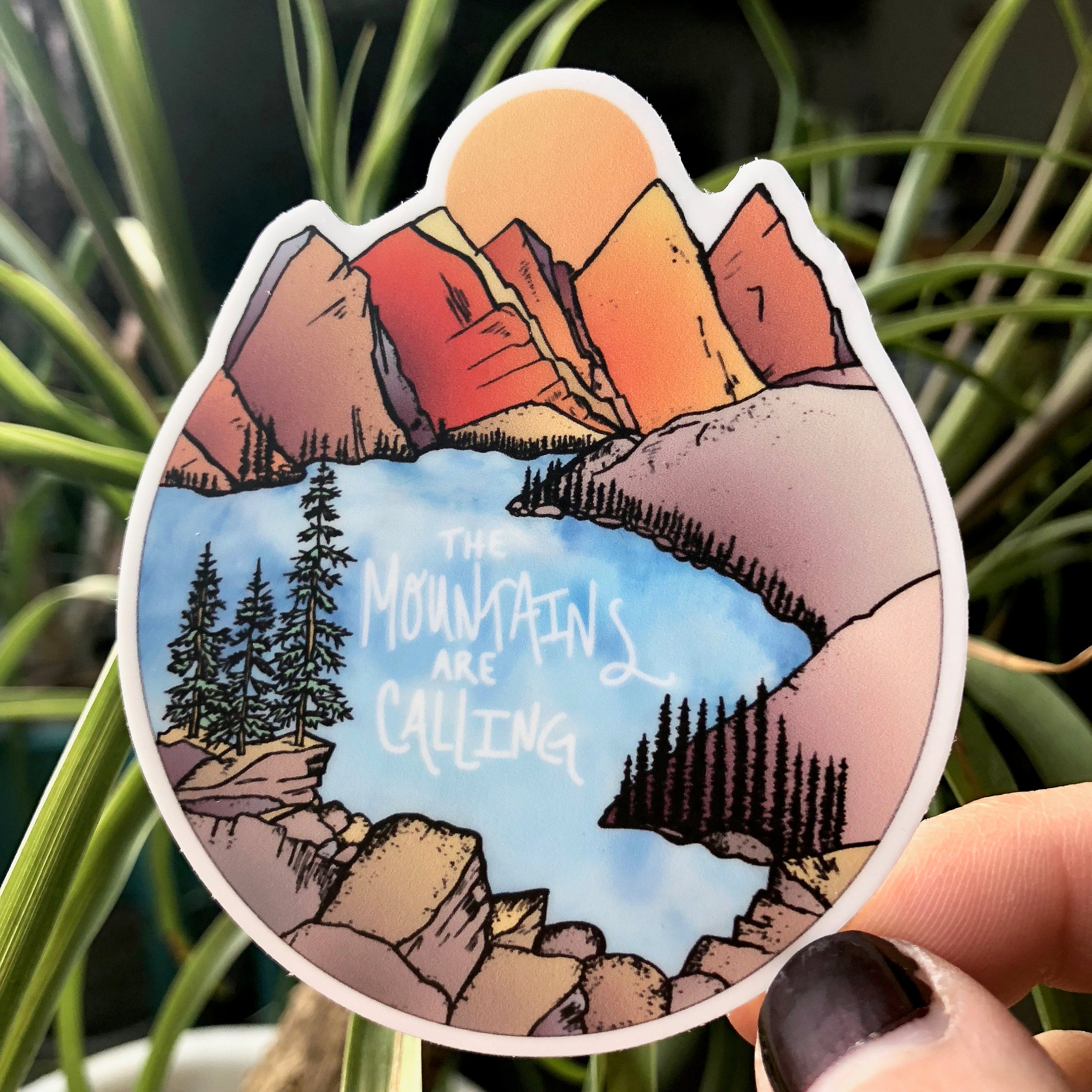The Mountains are Calling Sticker-Vinyl Sticker-Roam Wild Designs