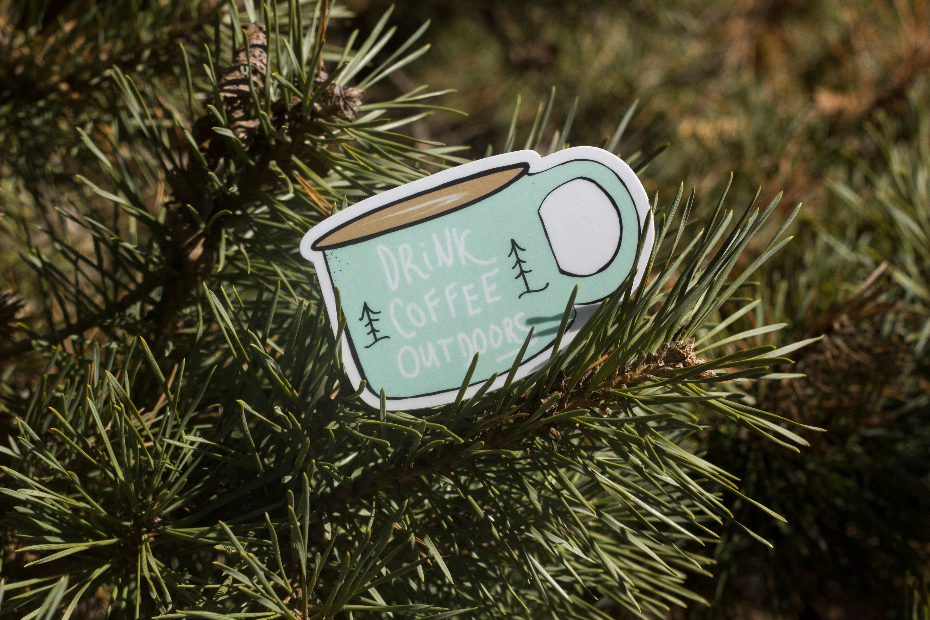 Drink Coffee Outdoors Sticker-Vinyl Sticker-Roam Wild Designs