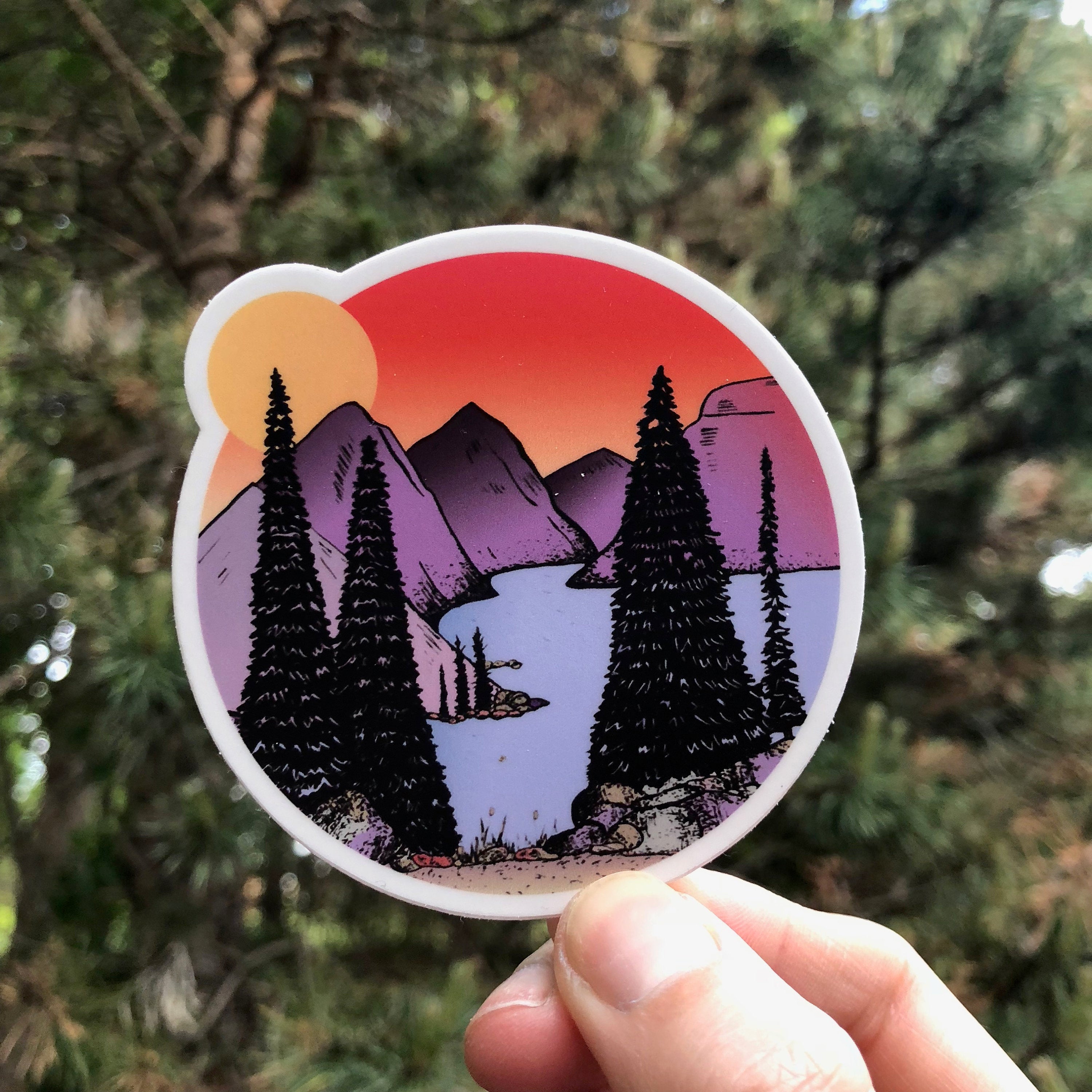 Mountains at Sunset Sticker-Vinyl Sticker-Roam Wild Designs
