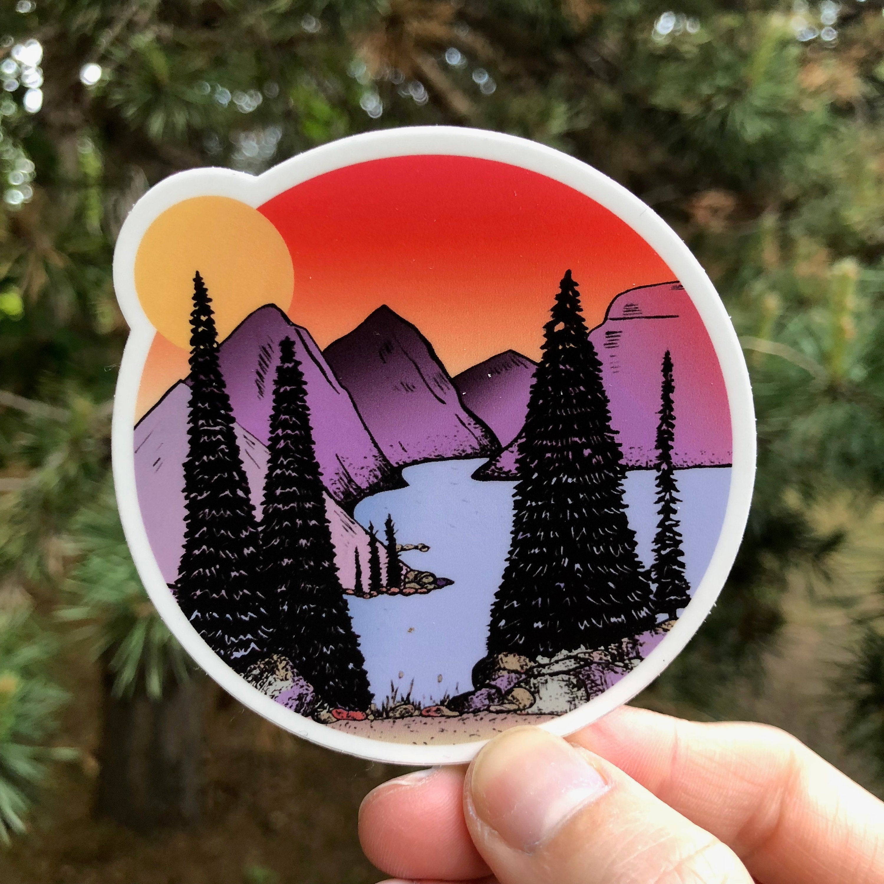 Mountains at Sunset Sticker-Vinyl Sticker-Roam Wild Designs