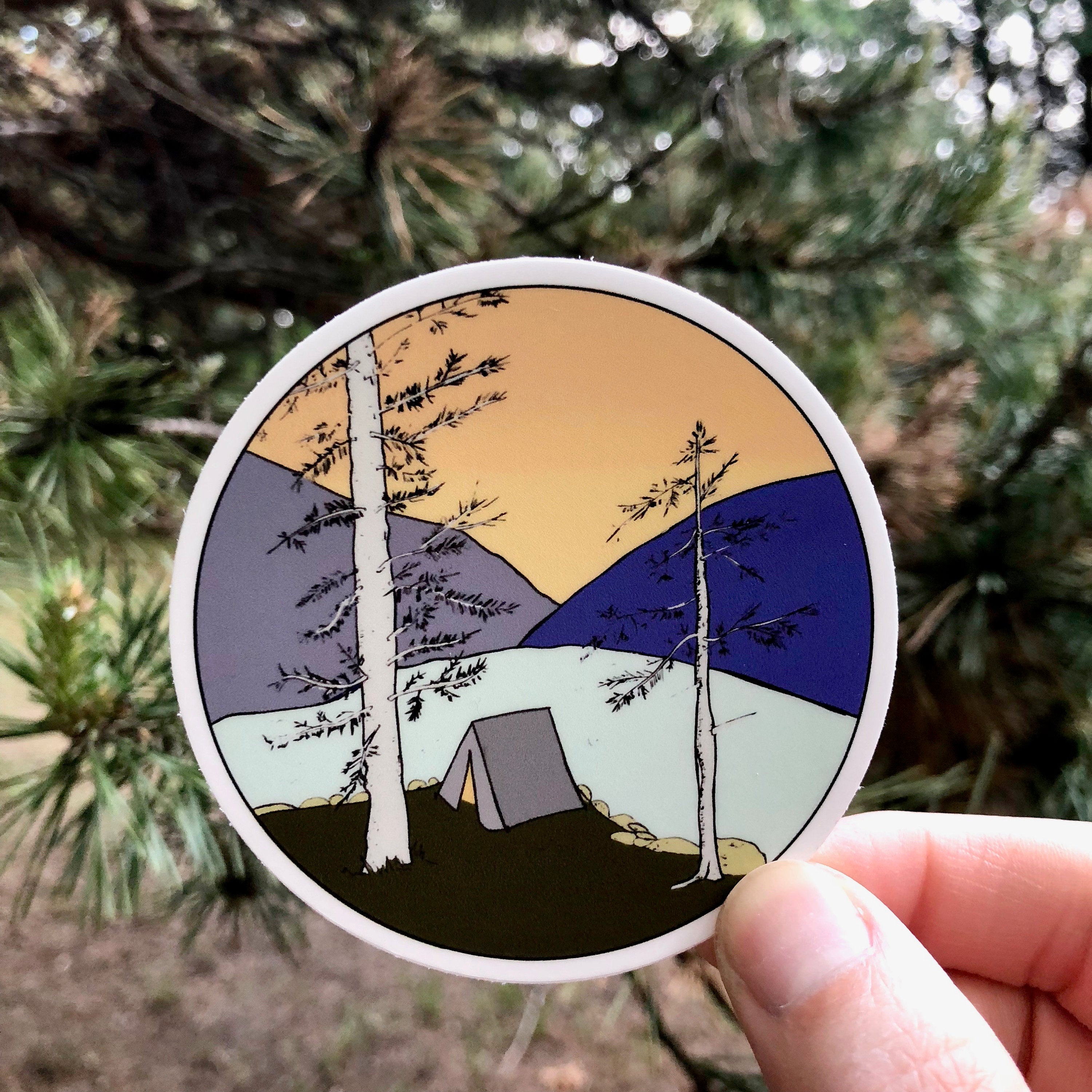 Camping at the Lake Sticker-Vinyl Sticker-Roam Wild Designs