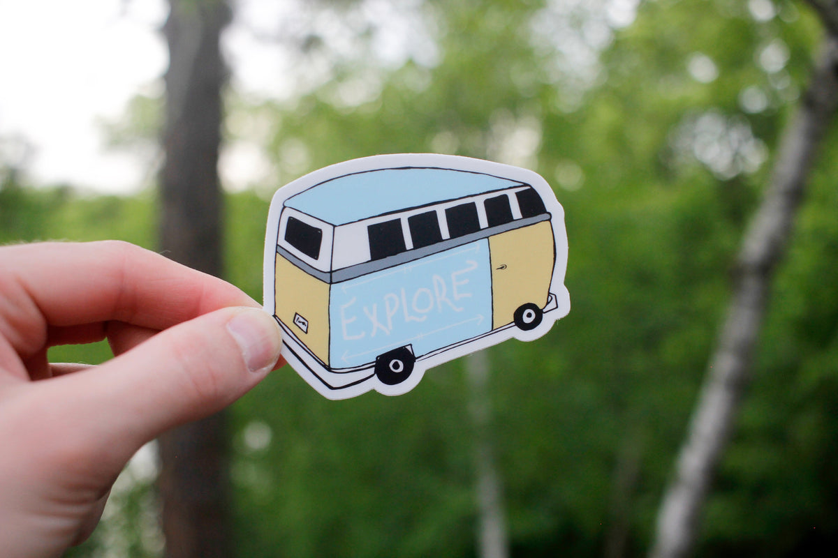 Explorer Retro Camping Van Sticker