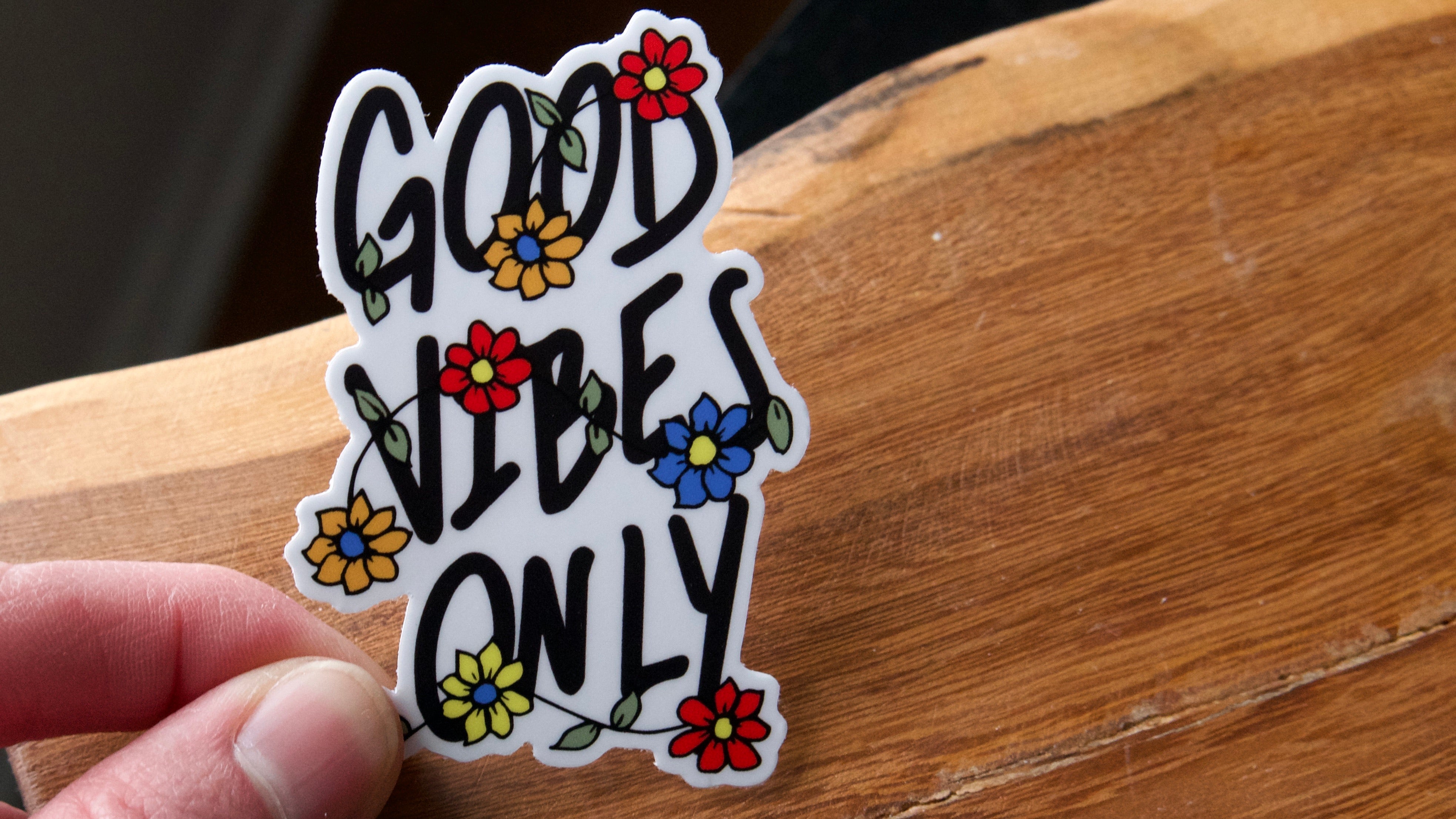 Good Vibes Only Sticker-Vinyl Sticker-Roam Wild Designs