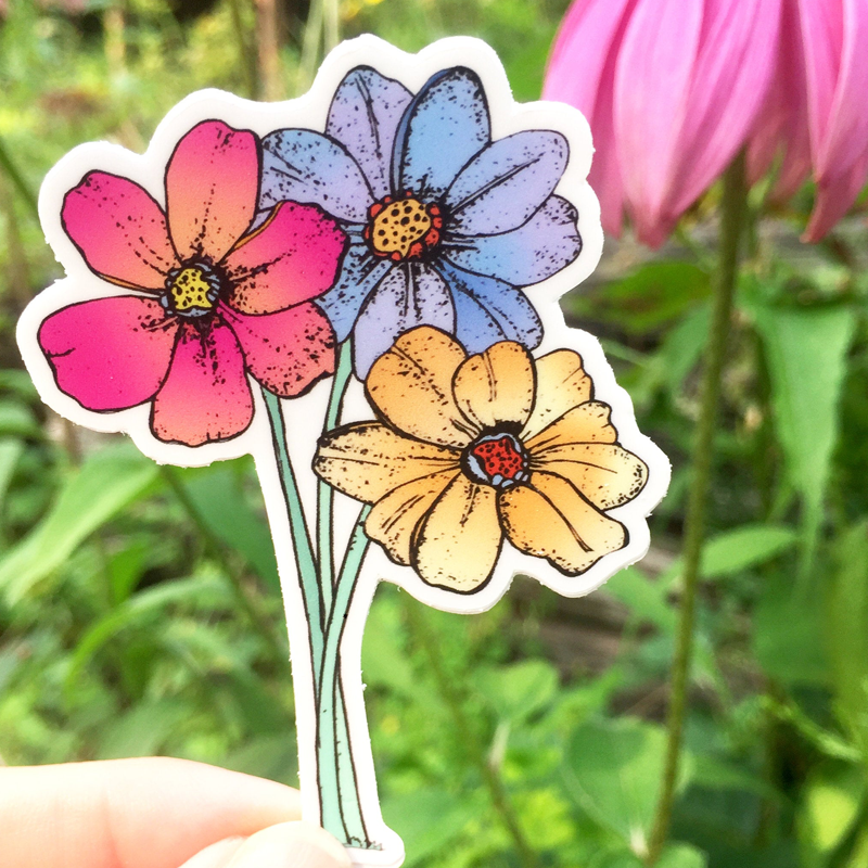 Neon Daisy Cute Flower Sticker