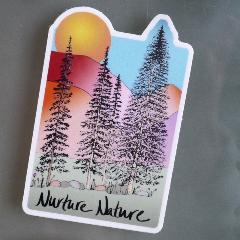 Nurture Nature Colorful Nature Scene Sticker