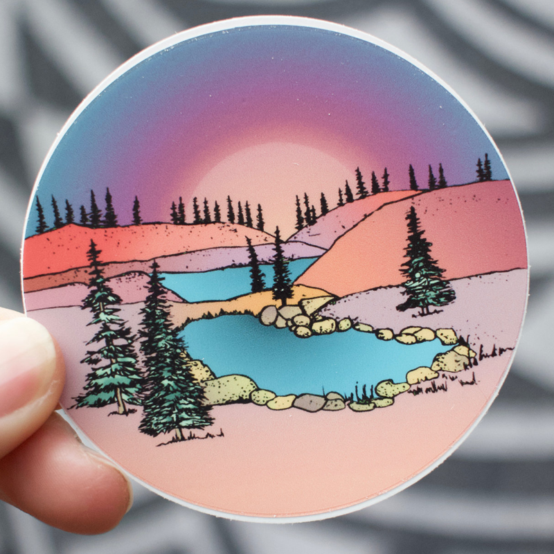 Pink Sunset Hills Vibrant, Colorful Vinyl Sticker