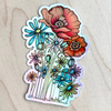 Shiny Poppy Flower Garden Holographic sticker-Vinyl Sticker-Roam Wild Designs