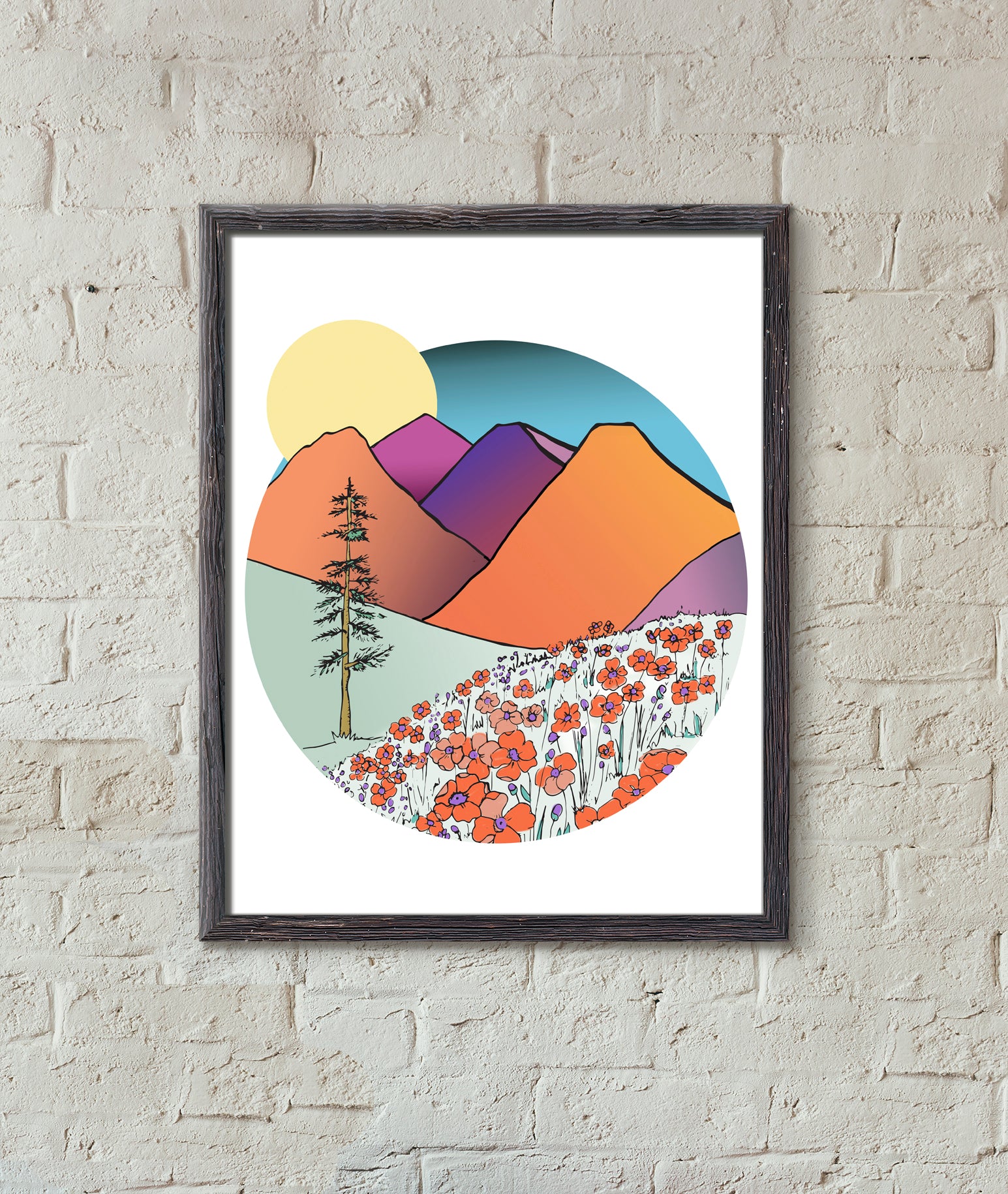 Mountains and Poppies Art Print-Print-Roam Wild Designs