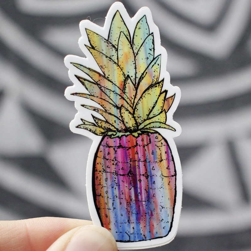 Tie Dye Pineapple Sticker-Vinyl Sticker-Roam Wild Designs