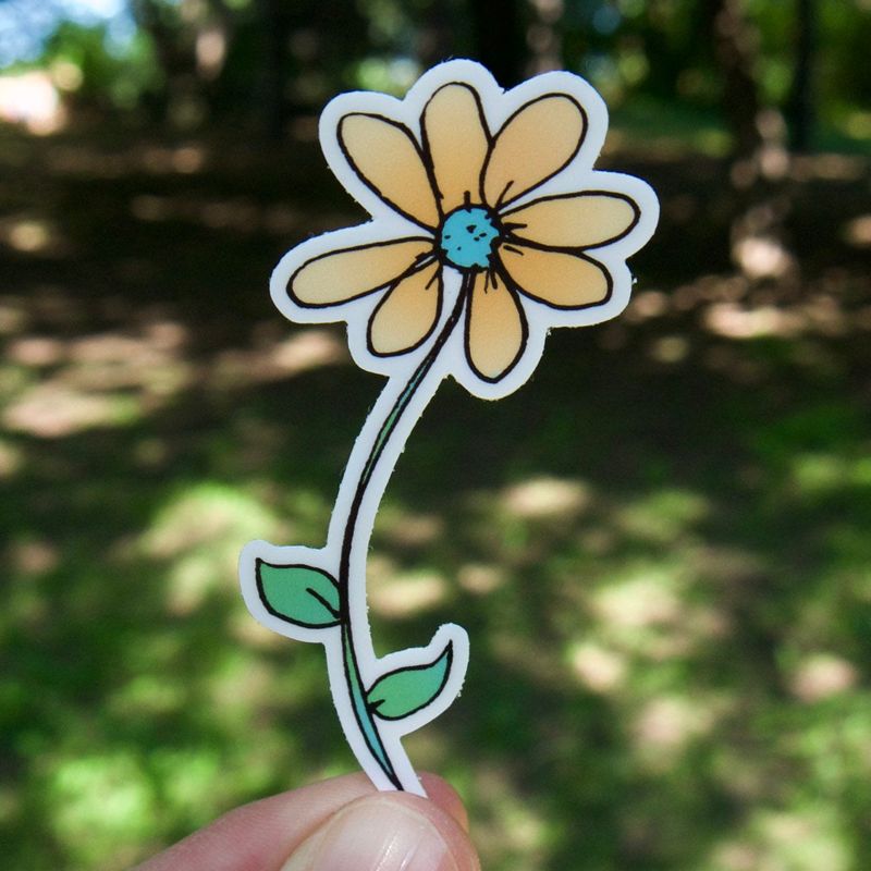 Yellow Daisy Flower Sticker-Vinyl Sticker-Roam Wild Designs